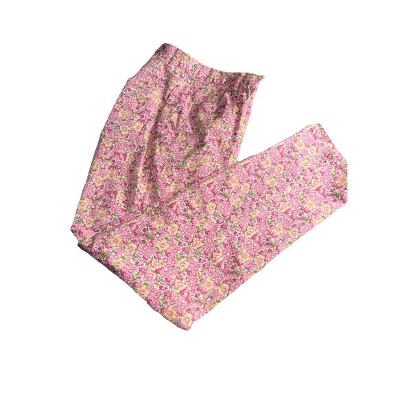 Ralph Lauren Pink Floral High Waisted Stretch Straight‎ Leg Pants Sz. 6 - Picture 1 of 13